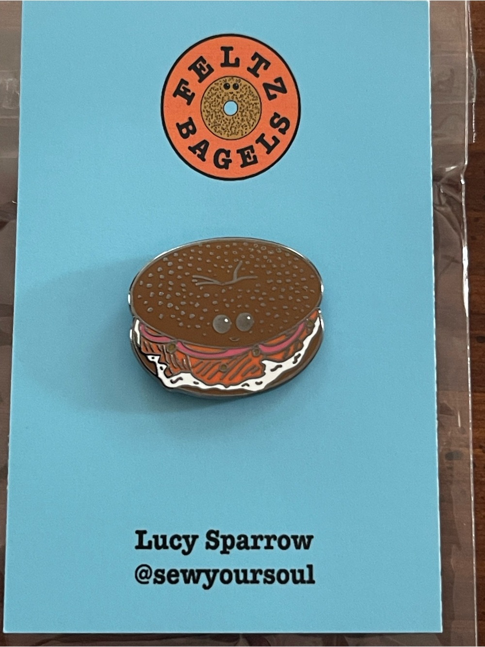 Lucy Sparrow Enamel Pin - Lox Bagel 🥯